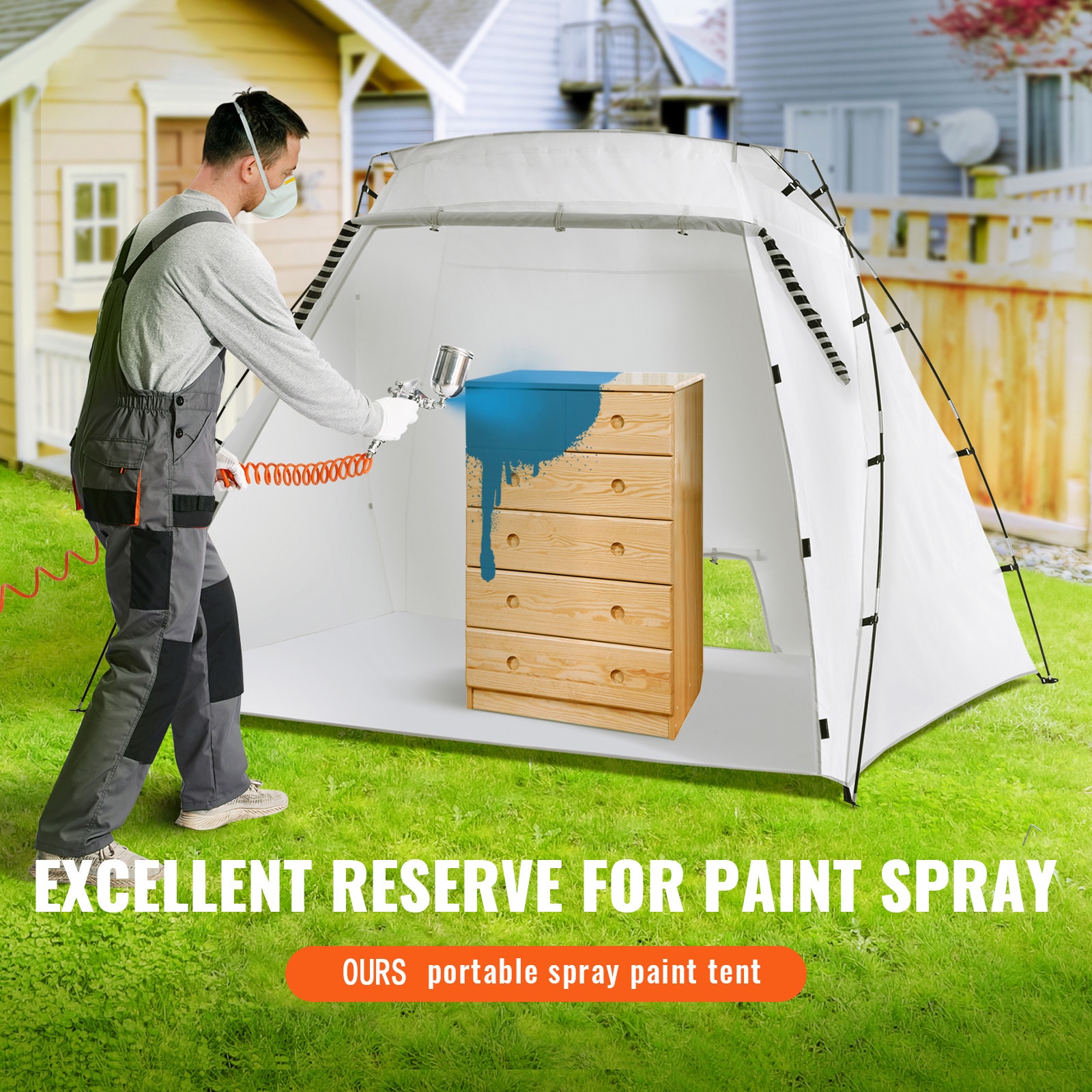Portable Spray Paint Tent Shelter With Built-in Floor And Mesh_voghion.com